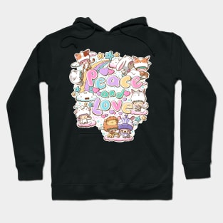 Peace and love preditors and prey in kawaii style Hoodie